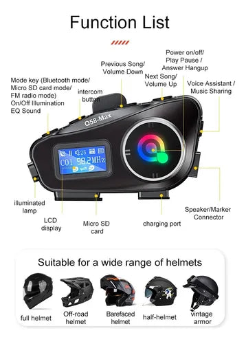 Intercomunicador Para Moto Q58 Rgb