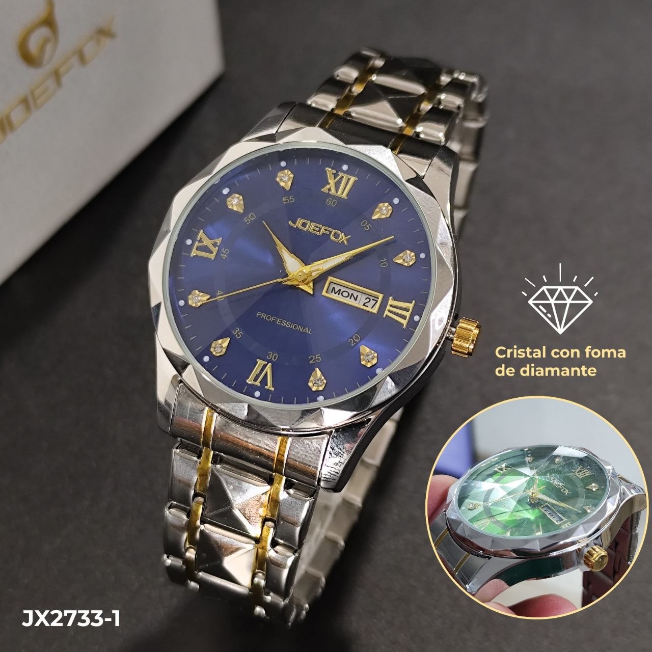 Reloj Hombre – Cristal Tipo Diamante + Calendario