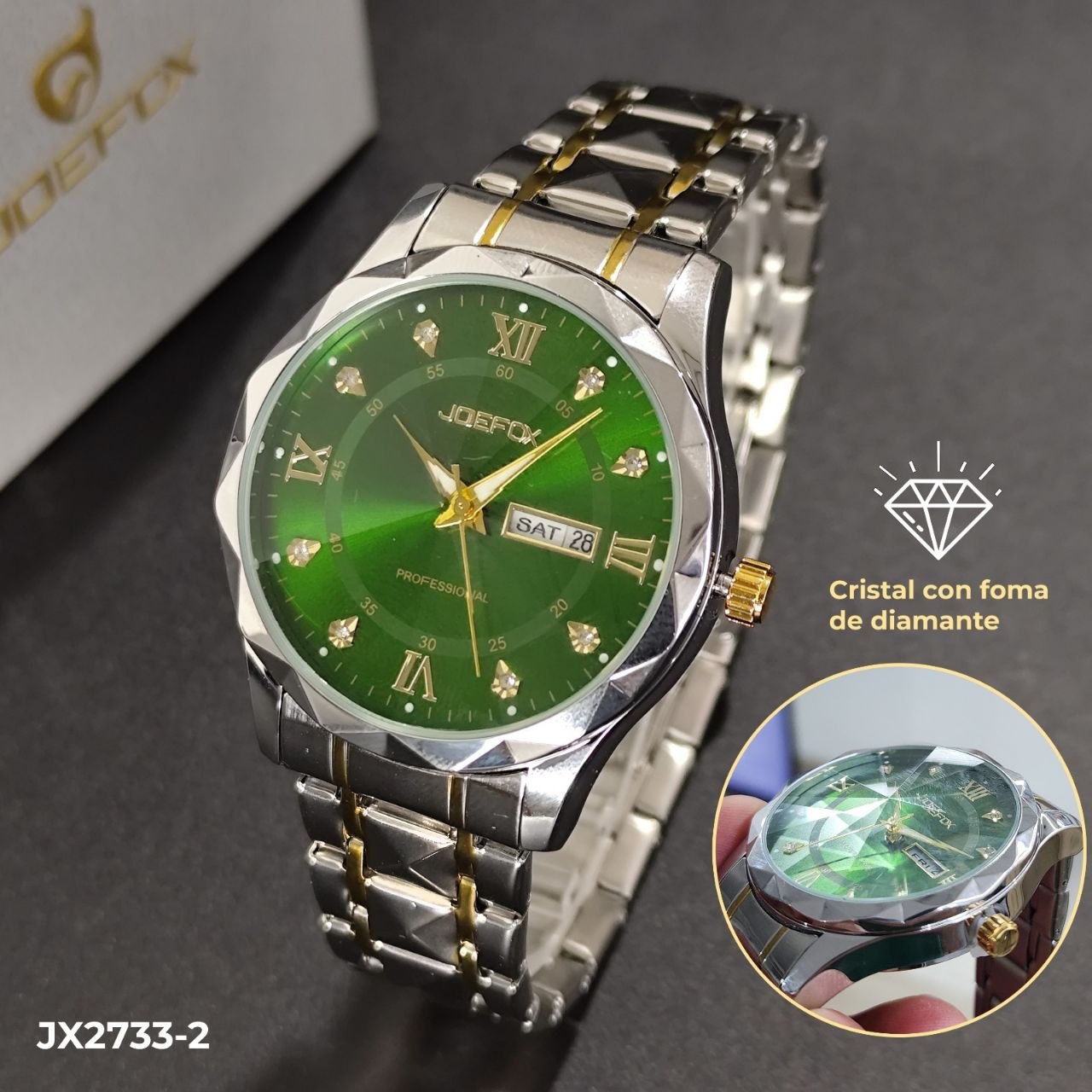 Reloj Hombre – Cristal Tipo Diamante + Calendario
