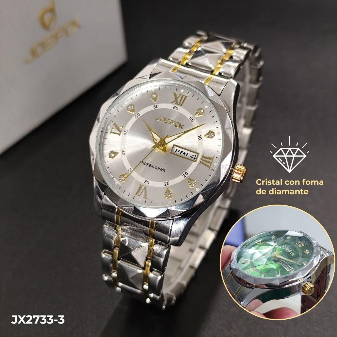 Reloj Hombre – Cristal Tipo Diamante + Calendario