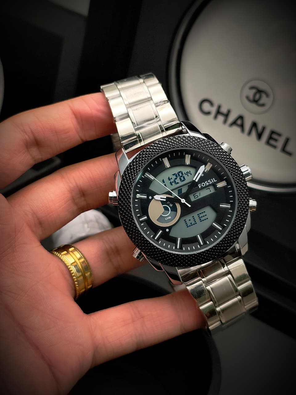 Reloj Fossil Doble Hora En Acero