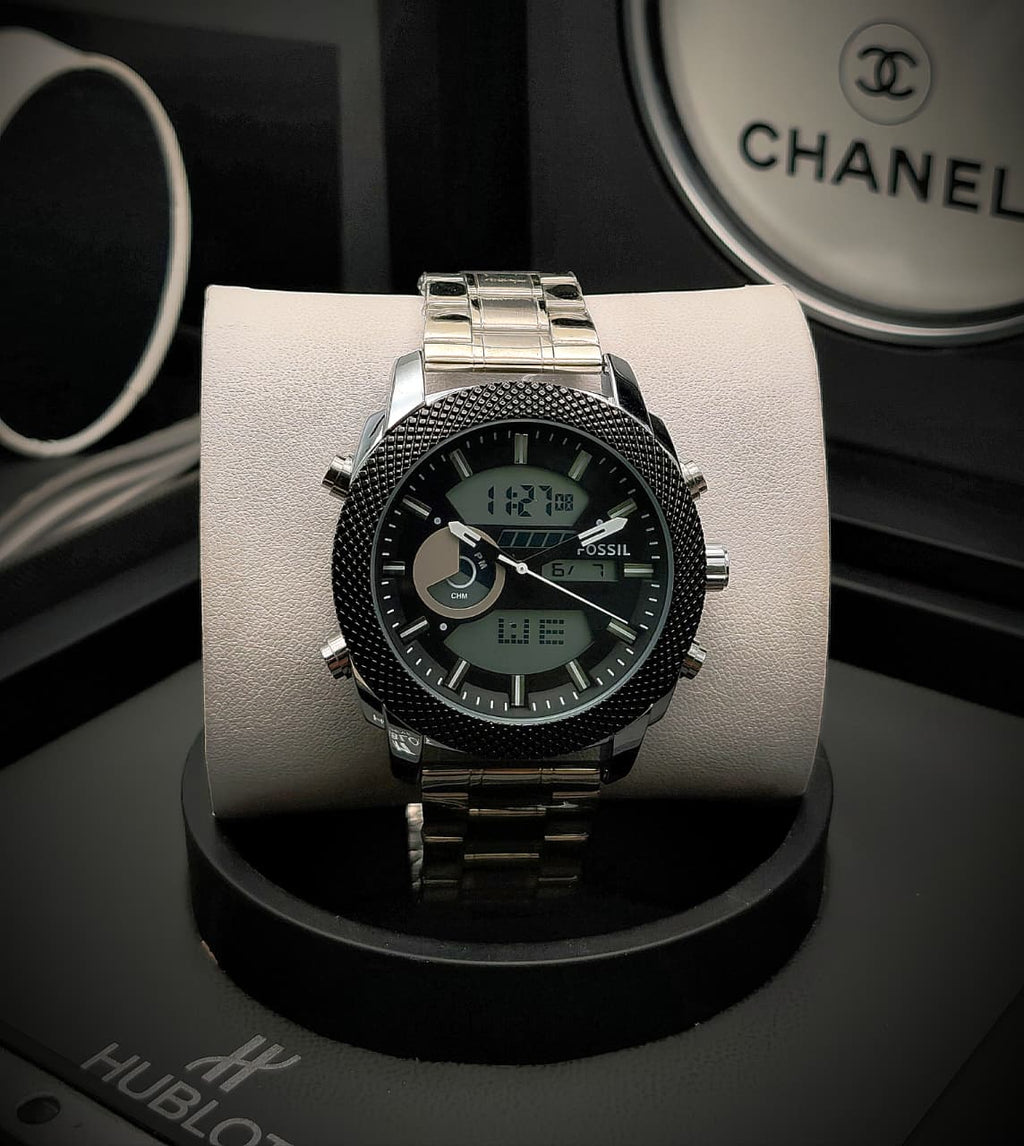 Reloj Fossil Doble Hora En Acero