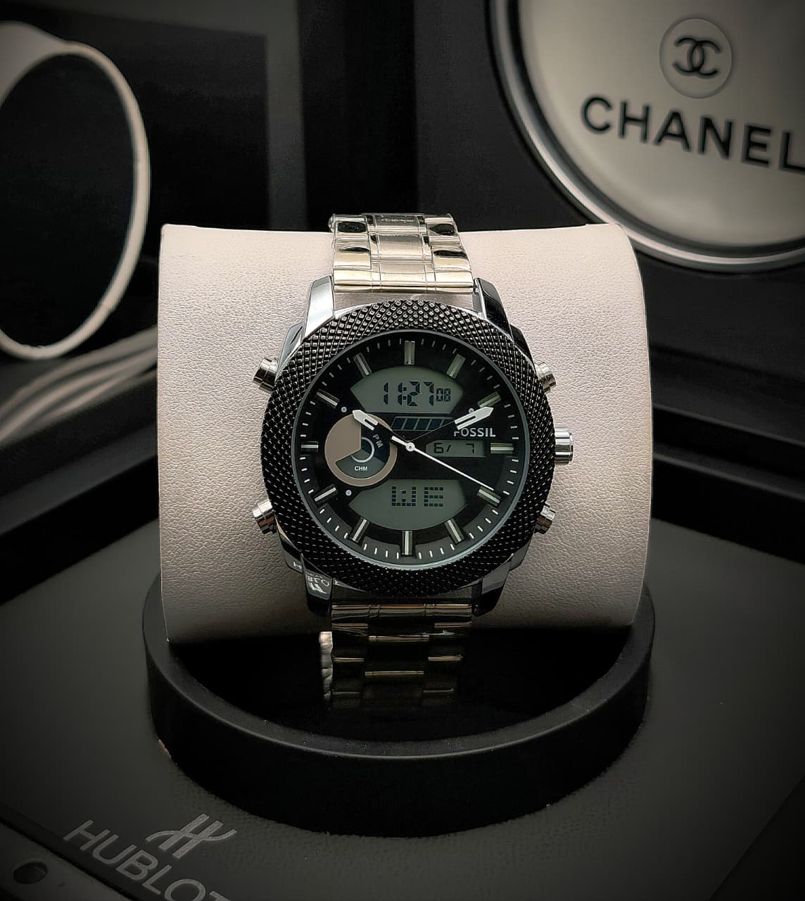Reloj Fossil Doble Hora En Acero