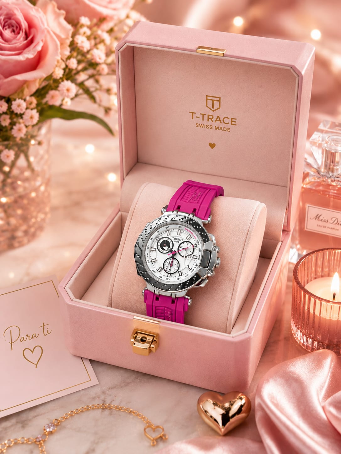 🏎️ DISEÑO QUE TRANSMITE VELOCIDAD

Un reloj para quienes buscan una estética deportiva y contundente sin renunciar a la elegancia. Su diseño está inspirado en elementos propios del mundo racing para convertirse en un verdadero protagonista de la muñeca.