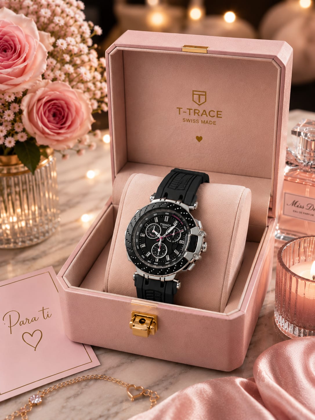 🏎️ DISEÑO QUE TRANSMITE VELOCIDAD

Un reloj para quienes buscan una estética deportiva y contundente sin renunciar a la elegancia. Su diseño está inspirado en elementos propios del mundo racing para convertirse en un verdadero protagonista de la muñeca.