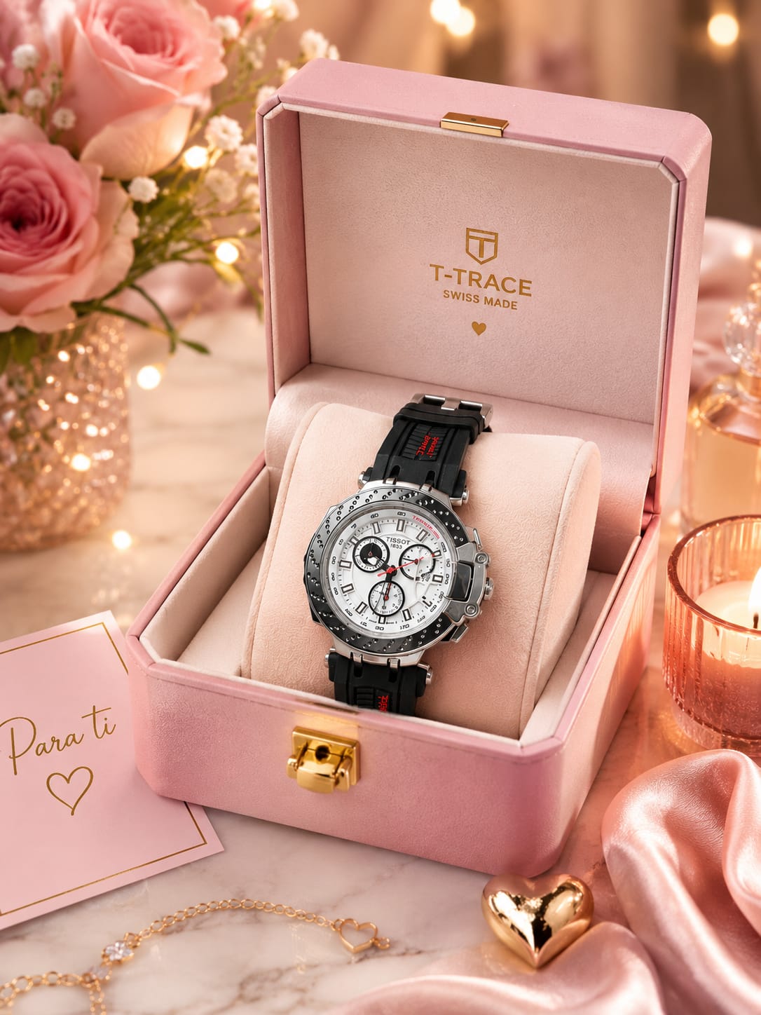 🏎️ DISEÑO QUE TRANSMITE VELOCIDAD

Un reloj para quienes buscan una estética deportiva y contundente sin renunciar a la elegancia. Su diseño está inspirado en elementos propios del mundo racing para convertirse en un verdadero protagonista de la muñeca.