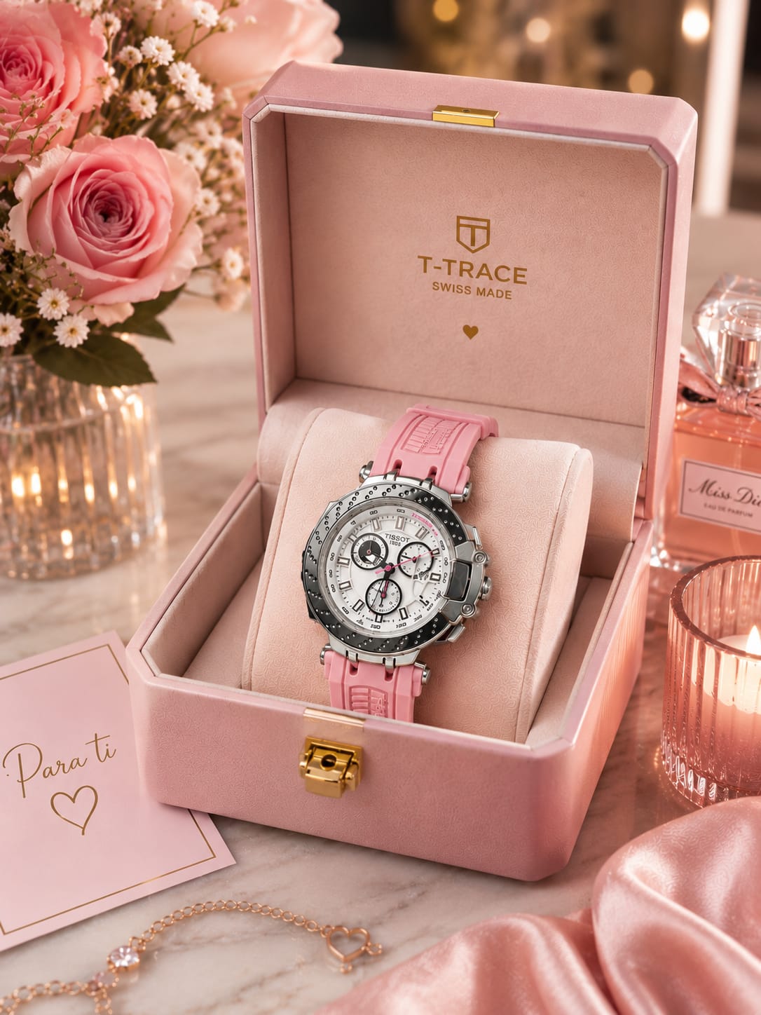 🏎️ DISEÑO QUE TRANSMITE VELOCIDAD

Un reloj para quienes buscan una estética deportiva y contundente sin renunciar a la elegancia. Su diseño está inspirado en elementos propios del mundo racing para convertirse en un verdadero protagonista de la muñeca.