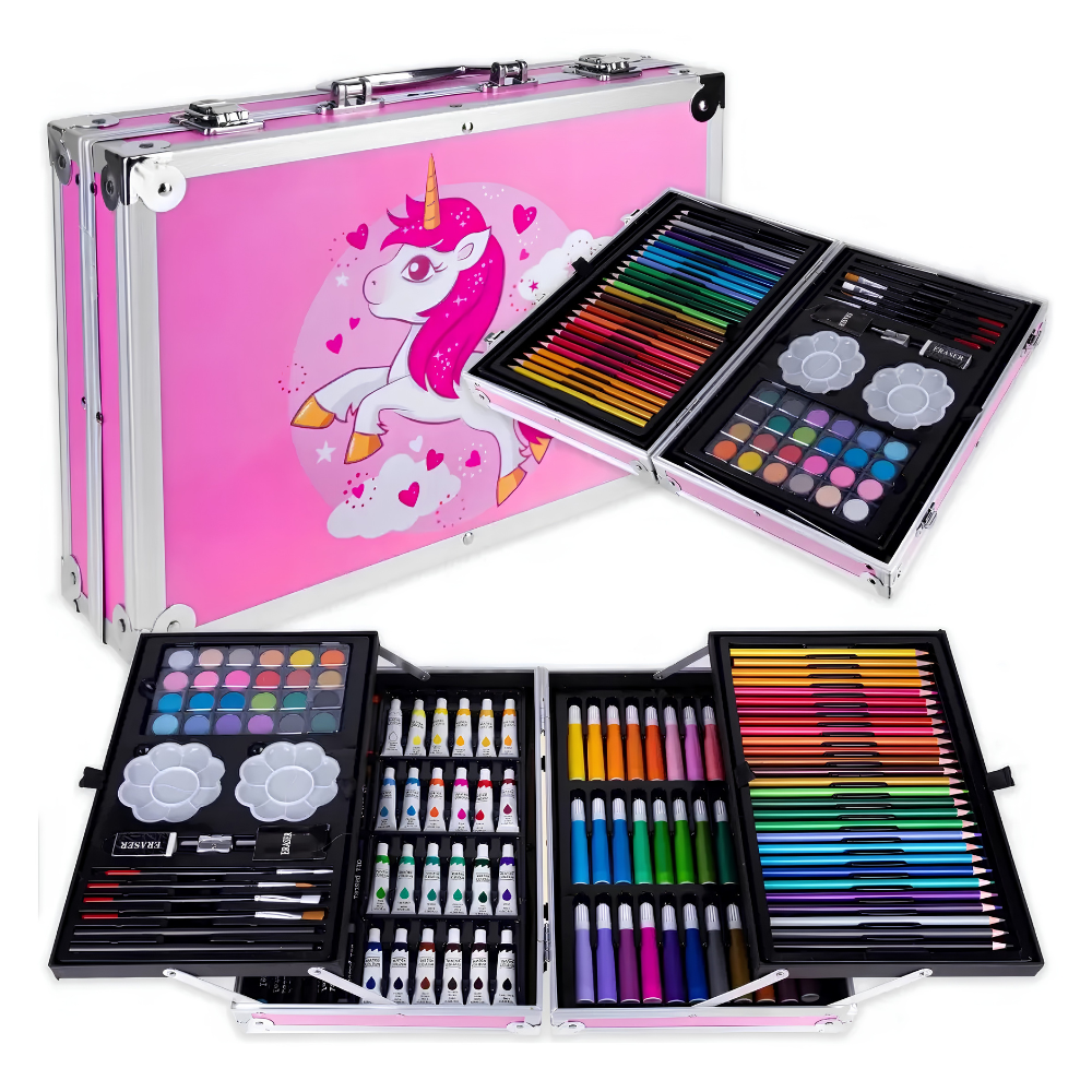 🎨 Set de Arte 145 Piezas – ¡Un mundo de creatividad en un solo estuche! 🦄

✨ Colorea, dibuja, pinta y deja volar tu imaginación.

Despierta la creatividad de los pequeños artistas con este completo set de arte de 145 piezas, diseñado para disfrutar horas de dibujo, coloreado, pintura y acuarela.