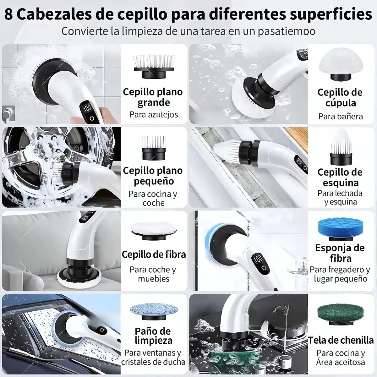 Cepillo Limpiador Electrico 9 En 1